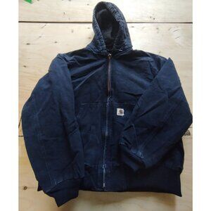 Vintage Carhartt Jacket Mens Large J130 Midnight Navy Quilted Flannel Lined